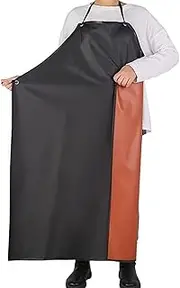 Durable waterproof apron Rubber vinyl, heavy duty 43 "x 31" black plus size male/female plastic apron to keep clean and dry while washing dishes, laboratory work, butcher dog grooming, gardening