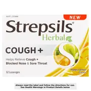 Strepsils Herbal Cough+ Honey Lemon Lozenges 32 Pack