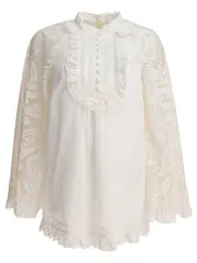 [Zimmermann] Zimmermann-Ascension Lace Yoke Tunic Shirts Beige-Donna 0