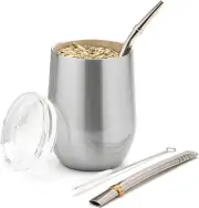 Yerba Mate Cup & Bombilla Kit W/ 12Oz Gourd, 2 Straws, Brush