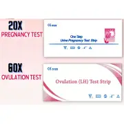 Fertility OPK Kit 60 LH Ovulation Tests 20 Pregnancy HCG Test Strips Fertility