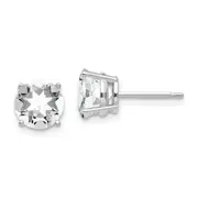 14k White Gold 7mm Cubic Zirconia Earrings