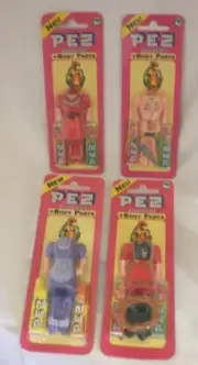 PEZ BODY PARTS SET COWGIRL, WAITRESS, DRESS, JUNGLE FACTORY SEALED