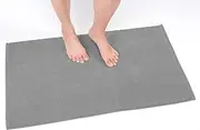 Cotton Paradise 100% Cotton Non Slip Bath Mats for Bathroom, 20x34 inch Soft Absorbent Quick Dry Machine Washable Floor Bath Mat, Light Gray Bath Rug