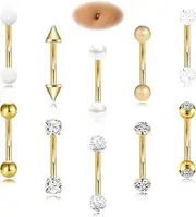 EVELICAL 10Pcs 14G 316L Stainless Steel Small Belly Button Rings for Women Tiny Simple Internally Threaded Surgical Steel Hypoallergenic Navel Rings CZ Eyebrow Lip Daith Rook Piercing Jewelry 8-14MM