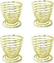 4PCS Stainless Steel Spring Wire Tray Egg Cups Holder Serving Cup Egg Tray for Egg (Silver) (Gold)