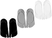 [DEARMAMY] 3 Pairs Tabi Socks Holding Hands Socks Tabi Split Toe Socks for Women Short Boots Toe Separated Sock Pure Color Socks Low-cut Socks Toe Separator Socks for Women Nylon