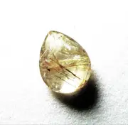 8.5 x 7 x 4 mm 1.76cts CHECKERBOARD PEAR CUT RUTILATED QUARTZ GEMSTONE BRAZIL