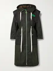 [Barbour] Barbour - + Ganni Hooded Checked Waxed-organic Cotton Jacket - Green - UK 16 UK 16 Green