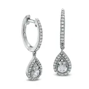 0.75 CT. T.W. Certified Diamond Pear-Shaped Frame Drop Earrings in 14K White Gold (I/I2)