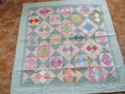 One of a Kind 30's reproduction Machine pieced & quilted baby quilt (45" X 45")