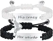 [CTEW] Matching Bracelets for Him and Her - Long Distance Couple Bracelet,Hypoallergenic Stainless Steel Engraved Relationship Bracelet,Trendy Adjustable Couples Jewelry