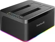 Inateck RGB USB 3.0 USB-C Docking Station, with Offline Clone Function, for 2.5 and 3.5 Inch HDDs and SSDs, Dual Bay 2 x 20 TB, UASP Supported, SA02003C