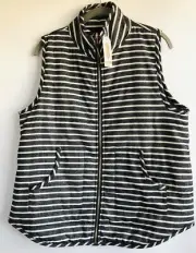 Mud Pie Striped Zip Front Vest Black & White Women's Size Small