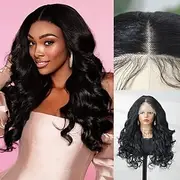 Synthetic Lace Wig Body Wave Style 22 inch Black Middle Part 13x6 Lace Front Wig Women's Wig Black