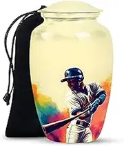 Baseball Player Cremation Urns - Batwood Brown Funeral Urn for Adult Ashes Men - Memorial Urns for Women Human Ashes - Decorative Urn for Man 10 Inch