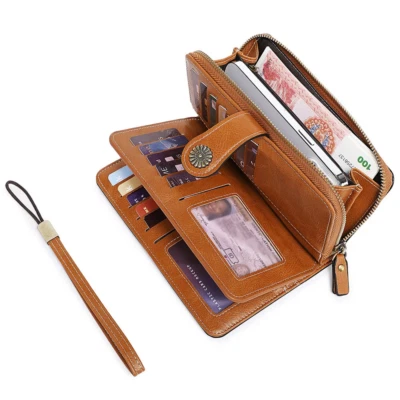 Aliwood Brand Hollow Women Leather Wallet Clutch 4 Fold Female Long Wallets Zipp