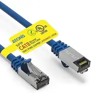 AEONS Cat 8 Shielded Ethernet Cable 10 ft High Speed 40Gbps Cat8 LAN Network 2000Mhz Gold Plated RJ45 Patch Cords, Heavy Duty Weatherproof S/FTP UV Resistant Computer Wire, UL Listed, Blue