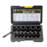 14Pcs Bolt & Nut Remover Set Bolt Extractor for Removing Stripped Damaged