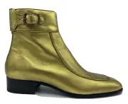 $1,300 Saint Laurent Gold Leather Boots Zip size US 10, Made in Italy