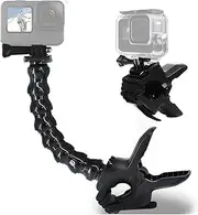 FitStill Jaws Flex Clamp Mount with Adjustable Gooseneck 8-Section Compatible with Go Pro Hero 12, 11, 10, 9, 8, 7, 6, 5, 4, Session, 3+, 3, 2, 1, Max, Fusion, DJI Osmo Action