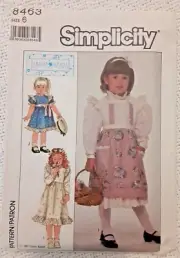 Vintage OOP Simplicity Pattern 8463 Child's Dress & Apron Sewing Project (C)