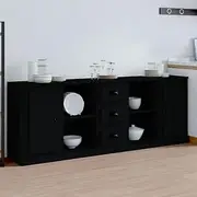 Black Sideboards Dining Room Furniture Storage, Buffet Table Side, Kitchen Cabinets Shelves, Modern Sideboard Living Room - Engineered Wood
