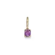14K Yellow Gold Real Diamond and Amethyst Pendant