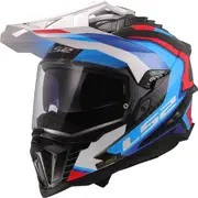 LS2 MX701 Explorer Carbon Frontier II Motocross Helmet, white-red-blue, Size 3XL for Men White Red Blue