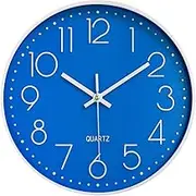 Taodyans Silent Wall Clock 12 In Kitchen Clock Quartz Battery Operated Round Modern Home Decor Clock for Office Class Room Living Room Bedrooms (Blue)