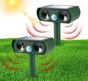 2 Pack Solar Ultrasonic Animal Repeller Outdoor Deer Repellent Devices with Motion Sensor, Ultrasonic Repellent Outdoor for Cat,Squirrel,Dog,Raccoon,Skunk,Rabbit,Coyote Deterrent for Yard Garden Patio