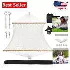 Luxury Double Rope Hammock with Hardwood Bar & Carrying Bag - 450 lbs Capacity