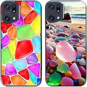 2 Pcs/Lot Colorful Stone Printed TPU Soft Gel Silicone Back Phone Case Cover (Case for Oppo Find X5 Pro)