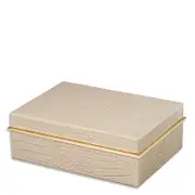 Aerin Classic Croc Embossed Leather Small Box in Fawn