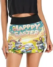 [RPLIFE] Cute Easter Rabbits Exercise Skirt, Golf Skorts for Women with Pockets, Womens Athletic Skirts Summer