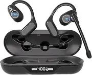 iDIGMALL Bluetooth 5.4 Headset w/Detachable Microphone, Open Ear Headphones w/Noise Canceling Mic & Mute for Call, Multipoint Wireless Earbuds w/Charging Case for Office Home Work Driving Travel, 60H