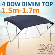4 Bow 1.5-1.7m Blue Boat Bimini Top Canopy Cover w/ Rear Poles & Sock
