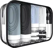 Amagogo Travel Bottles for Toiletries Wide Mouth Opening Silicone Leakproof Travel Containers Jars Toiletry Bag for Liquid Shampoo