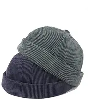 [4UFIT] Unisex Brimless Sailor Fisherman Leon Hat Corduroy Rolled Cuff Harbour No Visor Miki Skull Docker Beanie Cap