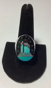 Native American Multi Color Micro Inlaid Stone Ring By Gilbert Smith (10.5)