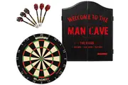 Winmau Blade 6 TRIPLE CORE Dart Board + Man Cave Cabinet + Darts Set