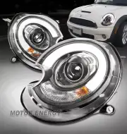 For 07-15 Mini Cooper Xenon LED Tube Projector Headlights Lamps Black Left+Right (for: Mini)