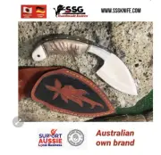 custom D2 Full Tang Camping Hunting Knife With Real Art Wood Skinner Bowie 9”