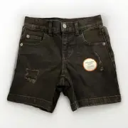 Wonder Nation Distressed Denim Shorts Black Wash Adjustable Waist Boys 6 NWT NEW