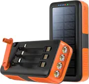 FOHOA 63200mAh Solar Power Bank Portable Charger with Dual Outputs & Dual Inputs 4 LEDs Flashlight for Outdoor Camping