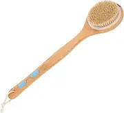 Outanaya Tender Safe Bamboo Brush Long-Handled Massage Bath Brush Double-Sided Back Scrubber for Men Women