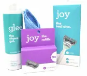 Joy Women's Razor Shaving Kit (Handle Replacement Cartridges Glee Gel) Towel