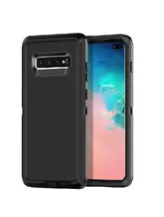 For Samsung Galaxy S10+ /S10 Plus Case, Drop Resistant Defender Tradies Heavy Duty Rugged Shockproof Cover (Black)