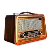 Retro Portable Radio Wireless Bluetooth Speaker Stereo AM/FM Radio Receiver Player USB TF AUX MP3 Classic Style Red