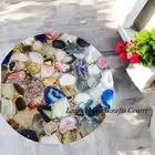 18" Multi Agate Round Coffee Tabletop Unique Sofa Side End Corner Table Home Dec